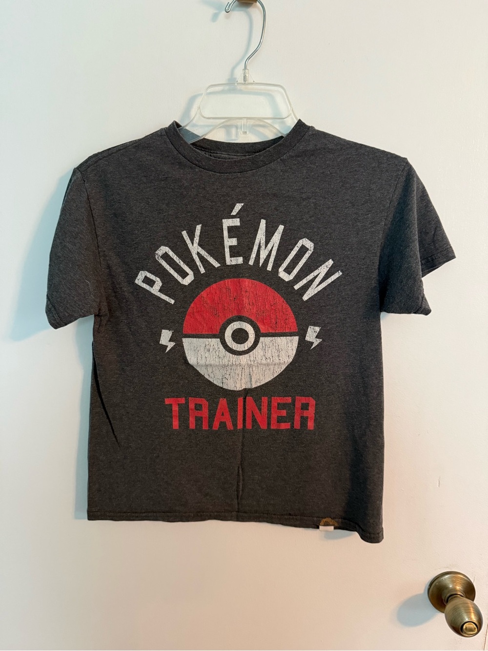 Pokemon Charcoal Gray Tee with Red & White Poké Ball Graphic small S